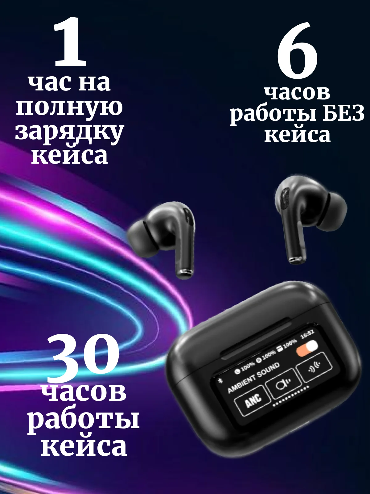 Наушники A9Pro беспроводные, с экраном