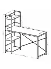 Стол на металлокаркасе Brabix Loft, 1200х520х1200 мм, 3 полки, цвет морёный дуб, 641221