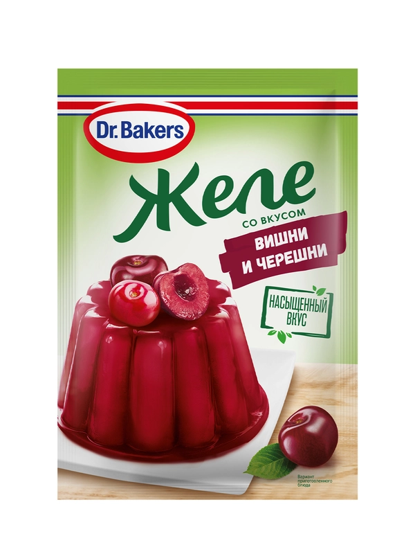 Желе Dr. Bakers, со вкусом вишни и черешни, 45 г