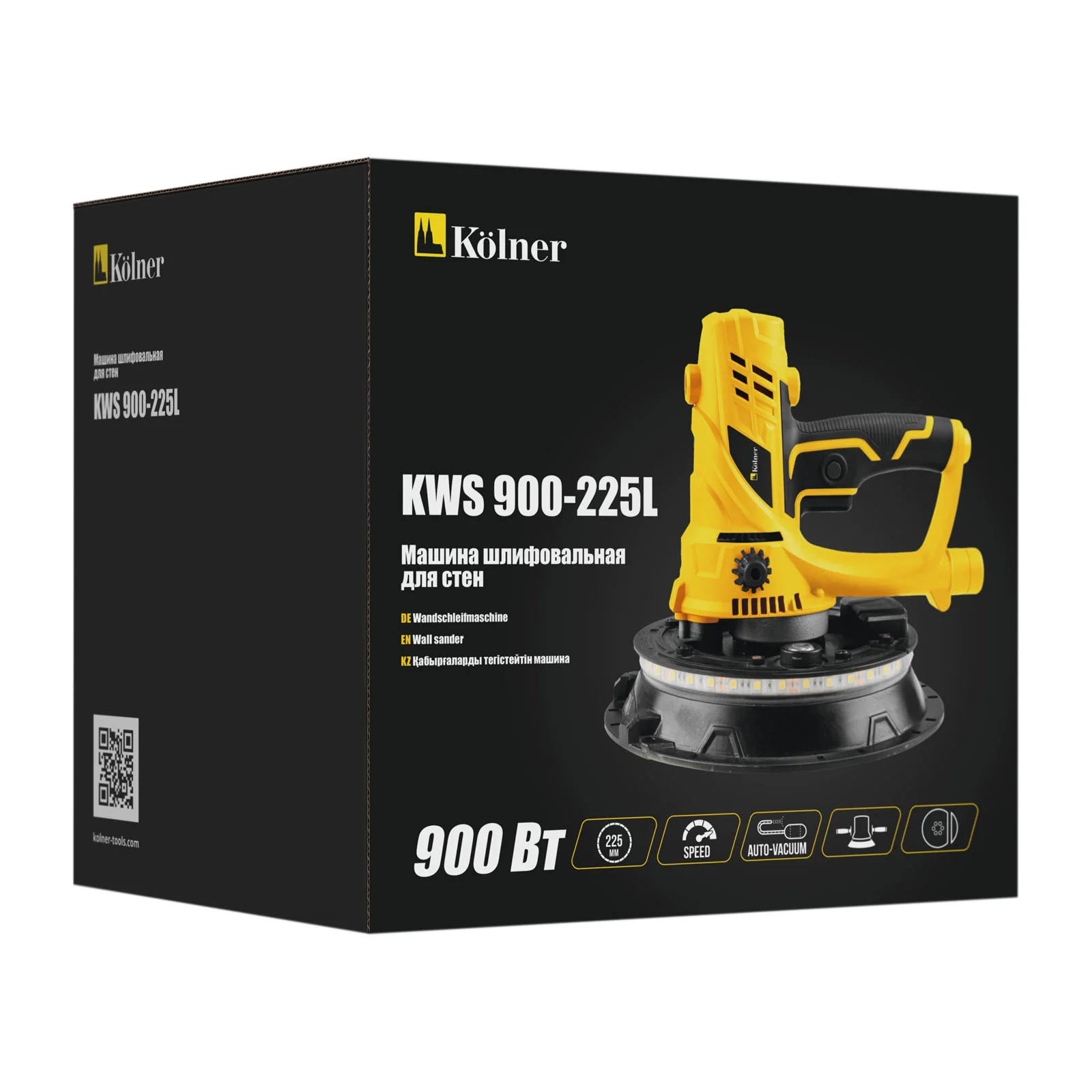 Машина шлиф. для стен и потолков, 225мм, Kolner KWS 900-225L, 900Вт, 1500-2600об/мин