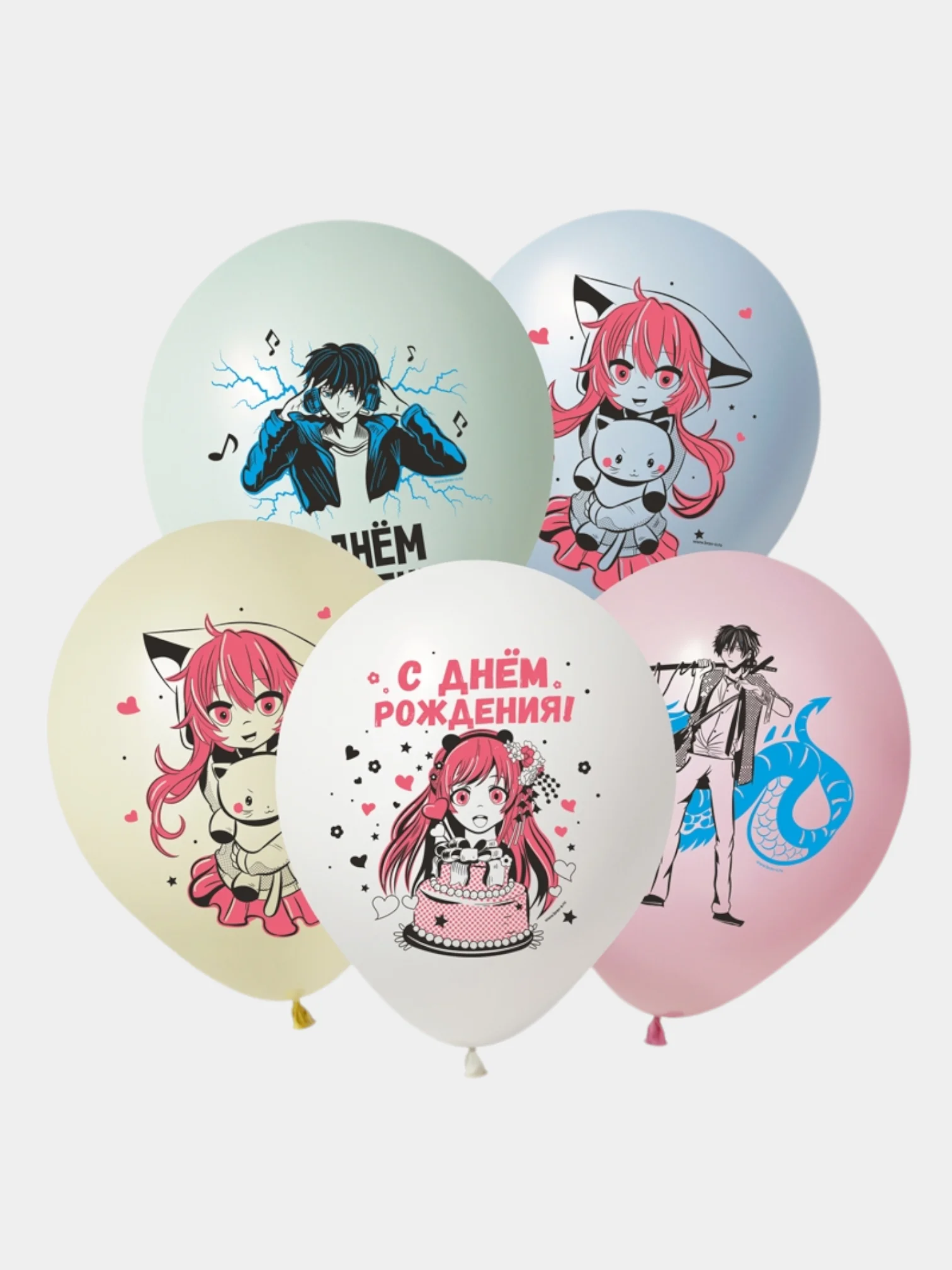 Розовый воздушные шары Душнила, Аниме, Кей Поп, Корейцы, BTS 5 шт, 12"/30 см, День Рождения