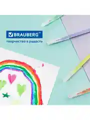 Фломастеры пастельные 12 цветов, вентилируемый колпачок BRAUBERG "PREMIUM", карт.коробка