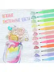 Фломастеры пастельные 12 цветов, вентилируемый колпачок BRAUBERG "PREMIUM", карт.коробка