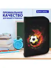 Пенал BRAUBERG с наполнением, 1 отд, 1 откидная планка, 24 предмета, 21х14 см, Fireball