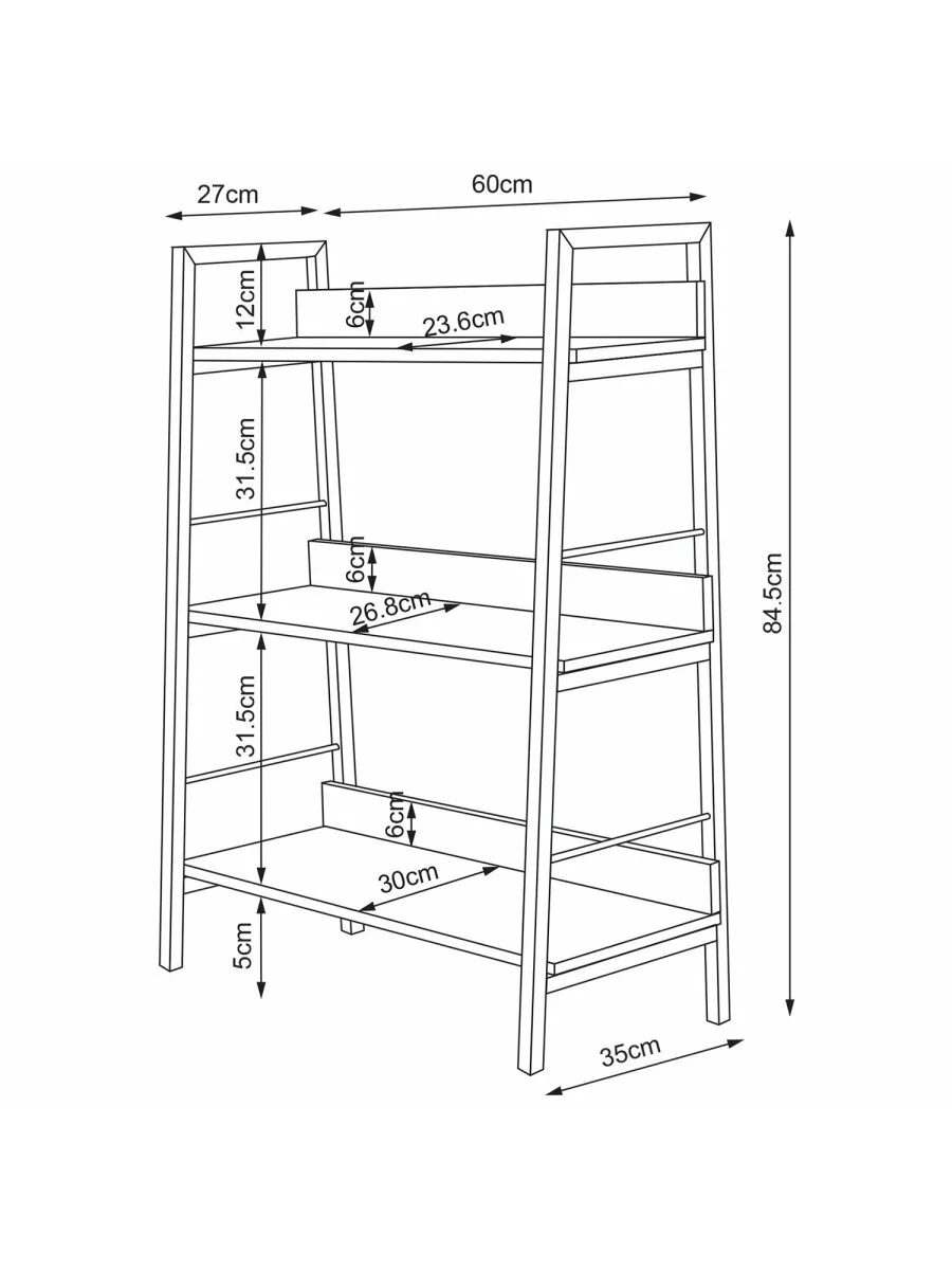 Стеллаж на металлокаркасе BRABIX LOFT SH-002 (ш600*г350*в845мм), цвет дуб антик, 641232