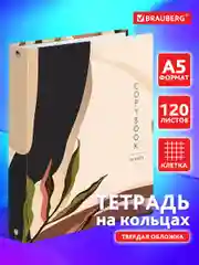 Тетрадь на кольцах А5 165х215мм, 120л, твердый картон, клетка, BRAUBERG, Vision, 404075