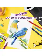 Карандаши цветные ЮНЛАНДИЯ "ДОМИКИ", 12 цветов,пластиковые,классические, грифель мягкий