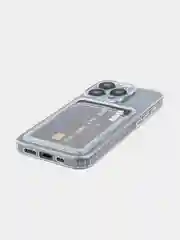 Молочный чехол для iPhone 15 Pro силиконовый BROSCORP матовый/ прозрачный/ с карманом, защита камер