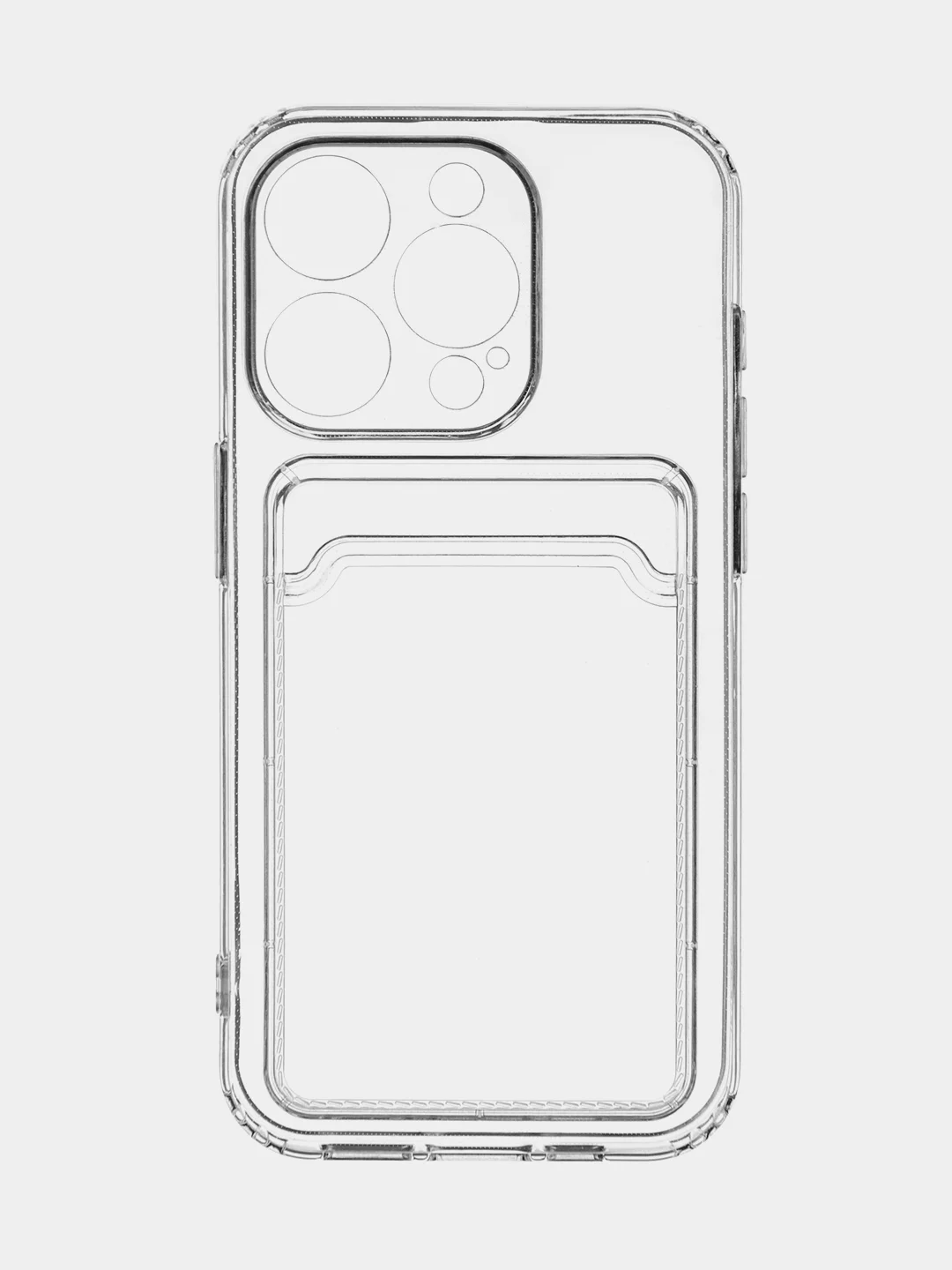 Молочный чехол для iPhone 15 Pro силиконовый BROSCORP матовый/ прозрачный/ с карманом, защита камер