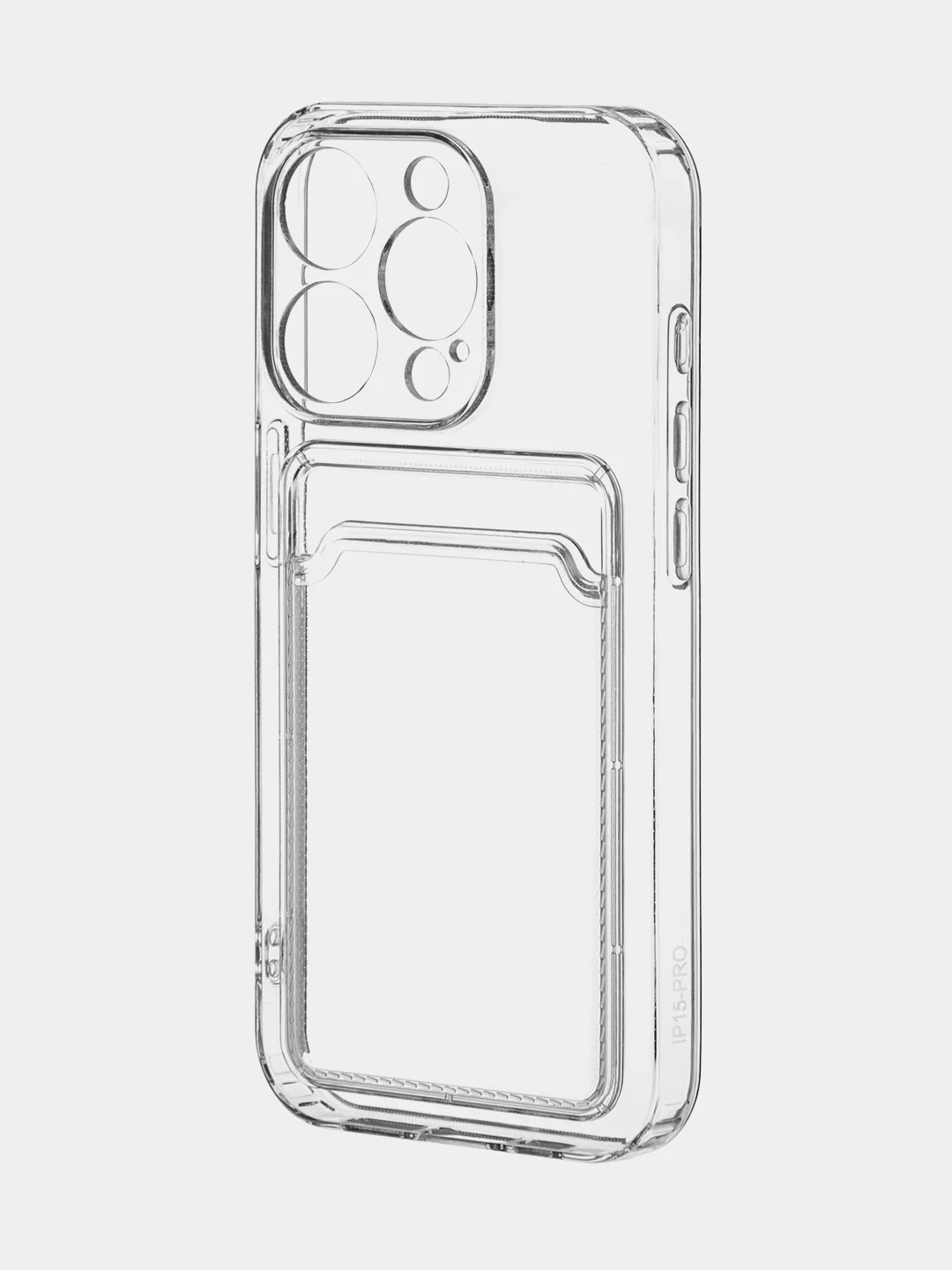 Молочный чехол для iPhone 15 Pro силиконовый BROSCORP матовый/ прозрачный/ с карманом, защита камер