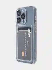 Молочный чехол для iPhone 15 Pro силиконовый BROSCORP матовый/ прозрачный/ с карманом, защита камер