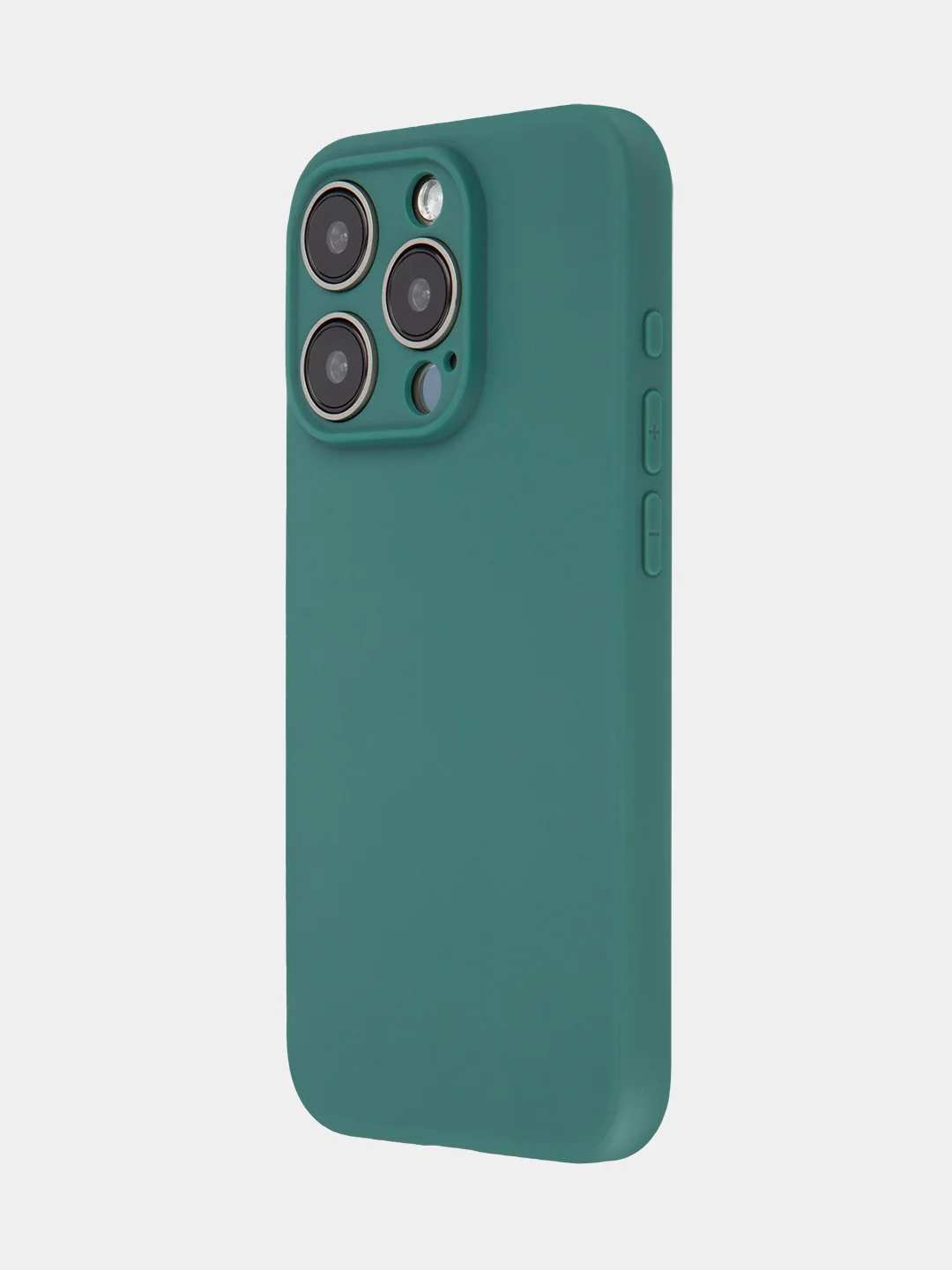 Тёмно-зелёный чехол для iPhone 15 Pro силиконовый BROSCORP матовый/ прозрачный/ с карманом, защита камер