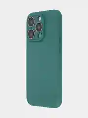 Тёмно-зелёный чехол для iPhone 15 Pro силиконовый BROSCORP матовый/ прозрачный/ с карманом, защита камер