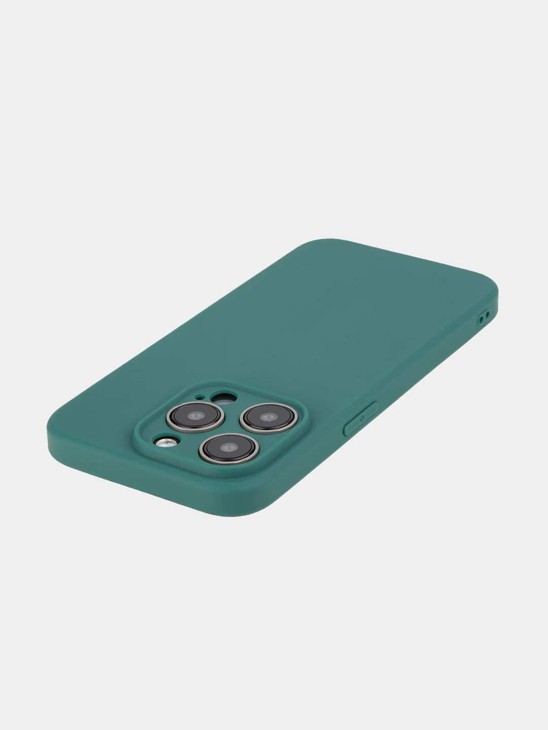 Тёмно-зелёный чехол для iPhone 15 Pro силиконовый BROSCORP матовый/ прозрачный/ с карманом, защита камер