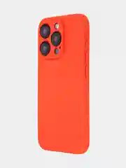Красный чехол для iPhone 15 Pro силиконовый BROSCORP матовый/ прозрачный/ с карманом, защита камер