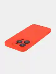 Красный чехол для iPhone 15 Pro силиконовый BROSCORP матовый/ прозрачный/ с карманом, защита камер