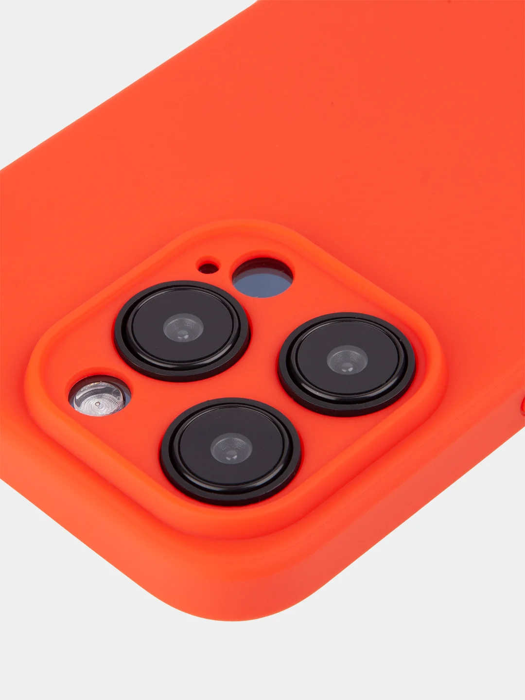 Красный чехол для iPhone 15 Pro силиконовый BROSCORP матовый/ прозрачный/ с карманом, защита камер