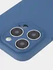 Синий чехол для iPhone 15 Pro силиконовый BROSCORP матовый/ прозрачный/ с карманом, защита камер