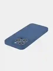 Синий чехол для iPhone 15 Pro силиконовый BROSCORP матовый/ прозрачный/ с карманом, защита камер
