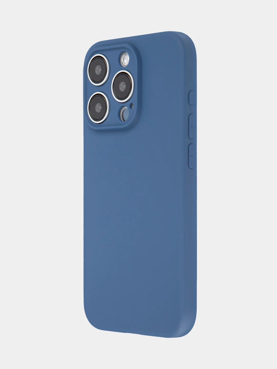 Синий чехол для iPhone 15 Pro силиконовый BROSCORP матовый/ прозрачный/ с карманом, защита камер