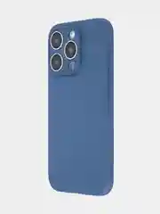 Синий чехол для iPhone 15 Pro силиконовый BROSCORP матовый/ прозрачный/ с карманом, защита камер