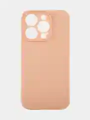 Светло-коричневый чехол для iPhone 15 Pro силиконовый BROSCORP матовый/ прозрачный/ с карманом, защита камер