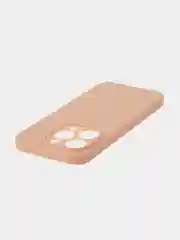 Светло-коричневый чехол для iPhone 15 Pro силиконовый BROSCORP матовый/ прозрачный/ с карманом, защита камер