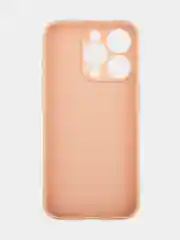 Светло-коричневый чехол для iPhone 15 Pro силиконовый BROSCORP матовый/ прозрачный/ с карманом, защита камер