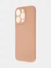 Светло-коричневый чехол для iPhone 15 Pro силиконовый BROSCORP матовый/ прозрачный/ с карманом, защита камер