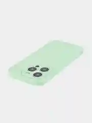 Зеленый чехол для iPhone 15 Pro силиконовый BROSCORP матовый/ прозрачный/ с карманом, защита камер
