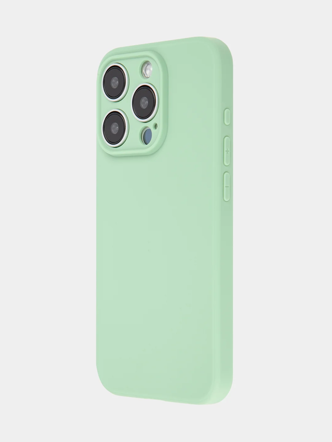 Зеленый чехол для iPhone 15 Pro силиконовый BROSCORP матовый/ прозрачный/ с карманом, защита камер