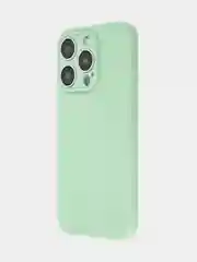 Зеленый чехол для iPhone 15 Pro силиконовый BROSCORP матовый/ прозрачный/ с карманом, защита камер