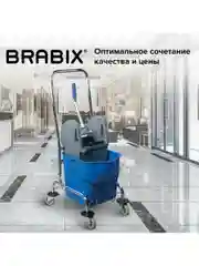 Тележка уборочная BRABIX, 1-съемное ведро 25л, мех.отжим, корзина, метал.каркас, 601498