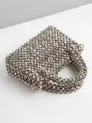 Серебряный женская сумка из акриловых бусин ручной работы, сумка со стразами