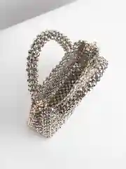 Серебряный женская сумка из акриловых бусин ручной работы, сумка со стразами