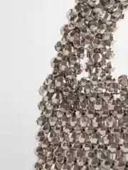 Серебряный женская сумка из акриловых бусин ручной работы, сумка со стразами