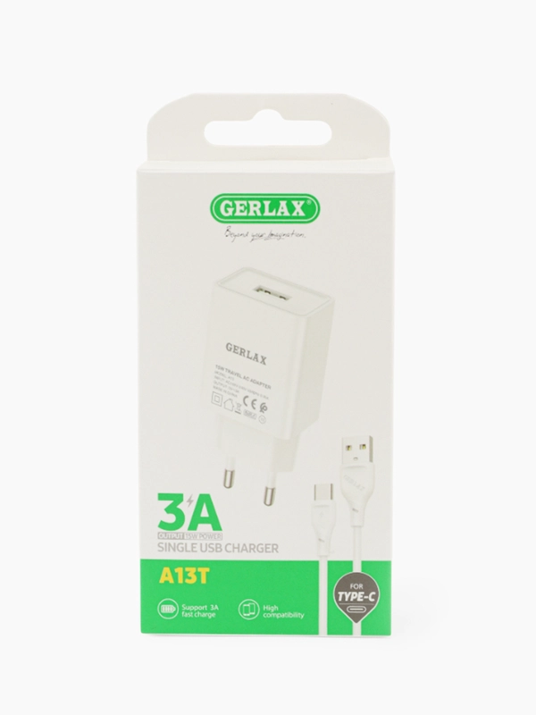 Блок питания с кабелем Gerlax, Type-C , Mirco Usb, 1 метр