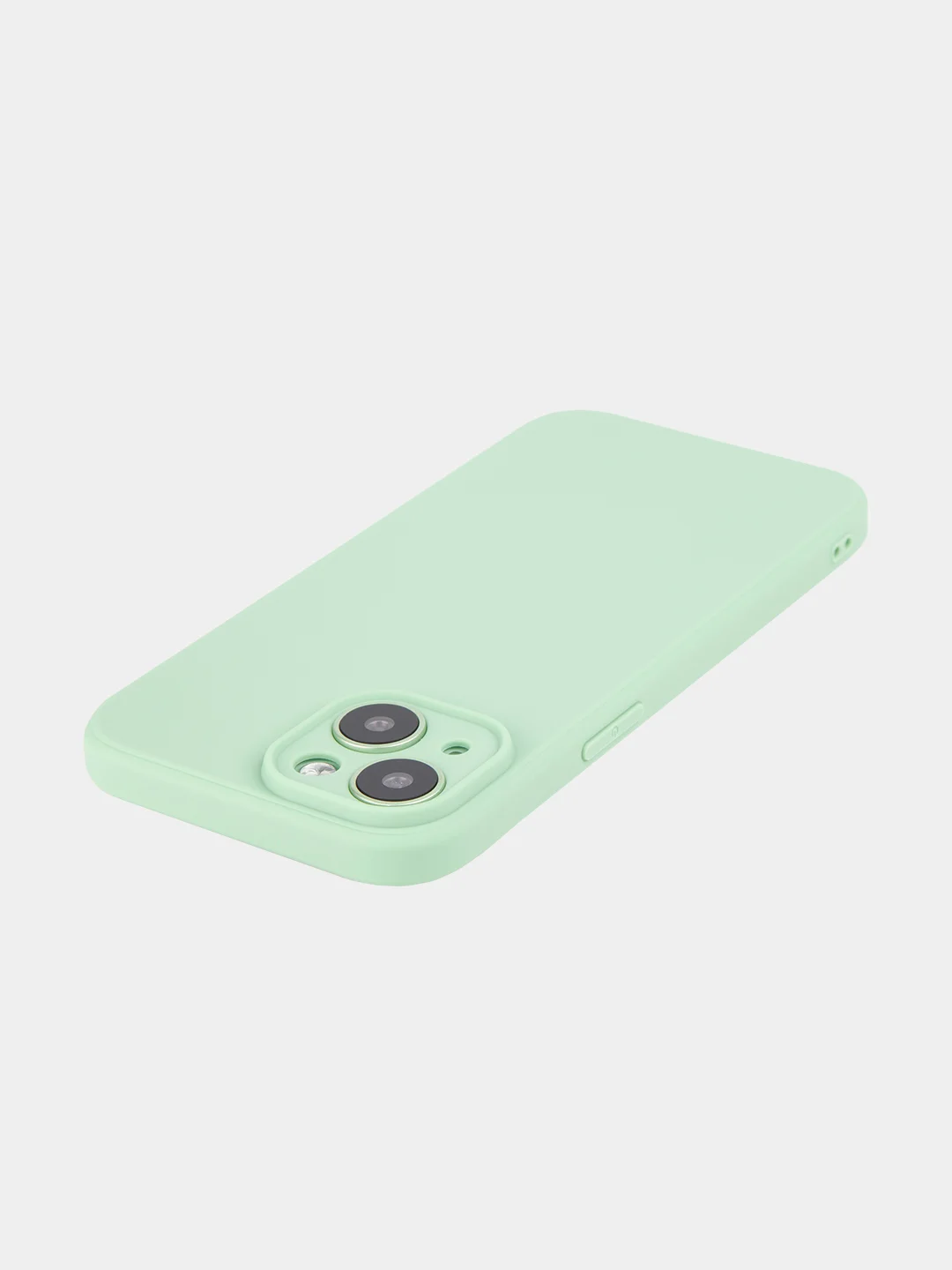 Зеленый чехол для iPhone 15 силиконовый BROSCORP матовый/ прозрачный тонкий c защитой камер бортик