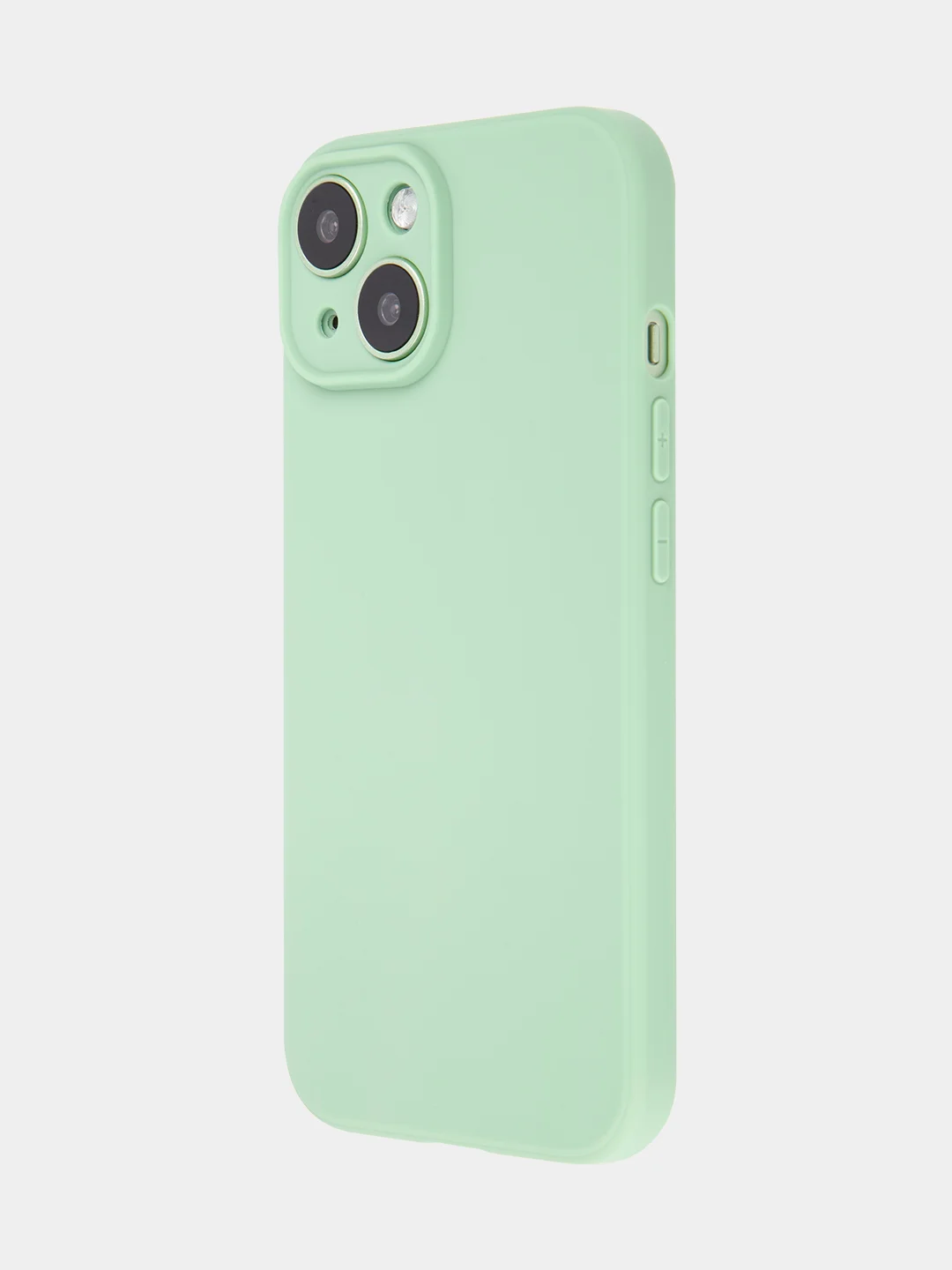 Зеленый чехол для iPhone 15 силиконовый BROSCORP матовый/ прозрачный тонкий c защитой камер бортик