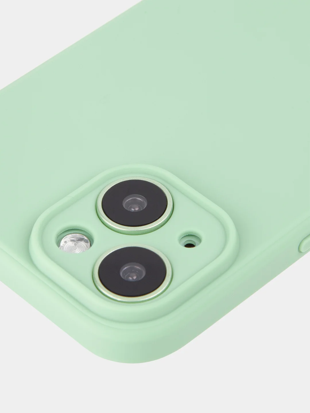 Зеленый чехол для iPhone 15 силиконовый BROSCORP матовый/ прозрачный тонкий c защитой камер бортик