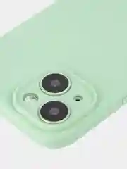 Зеленый чехол для iPhone 15 силиконовый BROSCORP матовый/ прозрачный тонкий c защитой камер бортик