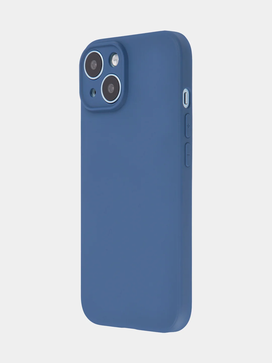 Синий чехол для iPhone 15 силиконовый BROSCORP матовый/ прозрачный тонкий c защитой камер бортик