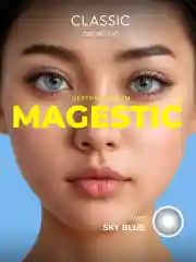 Цветные контактные линзы MAGESTIC голубые Sky Blue, 1 пара 14.2 мм