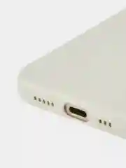 Кремовый чехол для iPhone 15 силиконовый BROSCORP матовый/ прозрачный тонкий c защитой камер бортик