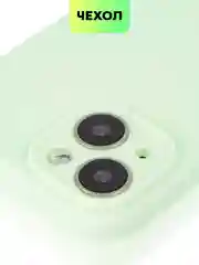 Мятный чехол для iPhone 15 силиконовый BROSCORP матовый/ прозрачный тонкий c защитой камер бортик