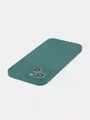 Тёмно-зелёный чехол для iPhone 15 силиконовый BROSCORP матовый/ прозрачный тонкий c защитой камер бортик