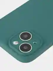 Тёмно-зелёный чехол для iPhone 15 силиконовый BROSCORP матовый/ прозрачный тонкий c защитой камер бортик