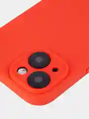 Красный чехол для iPhone 15 силиконовый BROSCORP матовый/ прозрачный тонкий c защитой камер бортик