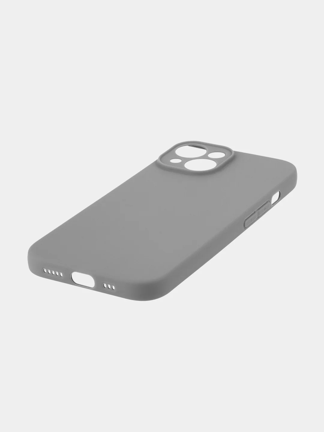 Угольный чехол для iPhone 15 силиконовый BROSCORP матовый/ прозрачный тонкий c защитой камер бортик