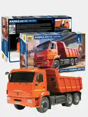 Оранжевый сборная модель KAMAZ-65115 самосвал масштаб 1:35 КИТ, пластик, камаз